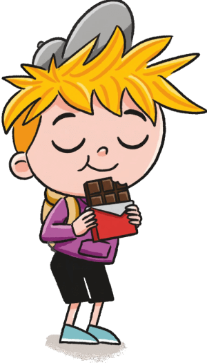 Oskar Sachsen essend Schokolade